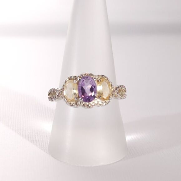 Bolivian Amethyst and Brazilian Citrine in Sterling Silver Size 9 - Picture 3 of 13